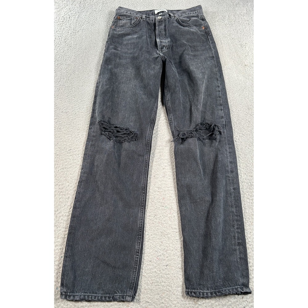 Agolde 90's Pinch Jeans Women's 28x28‎ Black Cotton Denim Straight Distressed